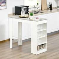 mesa de bar de melamina de madera homcom 115x50x1027cm-blanco y gris