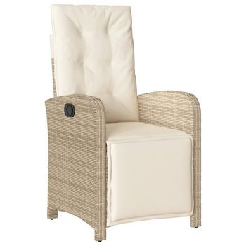 Sillón Reclinable De Jardín | Silla De Jardín | Silla De Exterior Con Reposapiés Ratán Pe Beige
