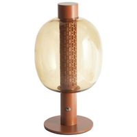 lampara de mesa moderna de aluminio led para interior con pantalla de vidrio inalambrica marron pulangi