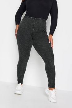Yours Leggings Negros Canalé Efecto Lavado, Mujer Curvy Y Tallas Grandes, Yours