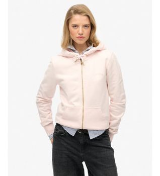 Superdry para mujer. W2012477A Sudadera Essential Logo Zip rosa claro (L), Casual, Algodón