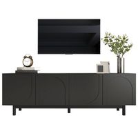 mueble para tv negro moderno 175 cm de largo 4 puertas a presion madera mdf negro