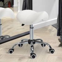taburete giratorio de esteticista de pu homcom 52x53x61 cm - blanco
