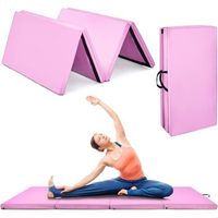 colchoneta gimnasia de costway  colchoneta de ejercicio plegable con manija de transporte 240 x 120 x 5 cm rosa