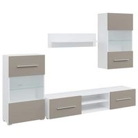 muebles para tv 5 piezas con iluminacion led gris piedra vidaxl