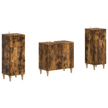 Juego De Gabinete De Baño De 2 Piezas Alkmaar Roble Ahumado Vidaxl