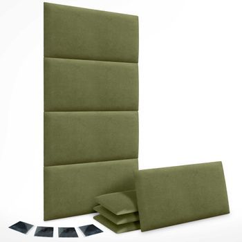Dhome Juego De 8 Paneles Tapizados De Tela Autoadhesivos Para Pared Acústicos Absorbentes Protección Impactos Cabeceros (verde, 60x50cm, X8)