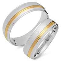alianzas 14 quilates oro amarillo-blanco con diamante