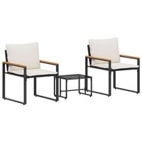 juegos de muebles con cojin 3 piezas  mobiliario de jardin negro y crema ratan
