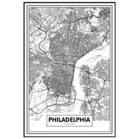 panorama cuadro metacrilato enmarcado mapa de ciudad filadelfia 50x70 cm