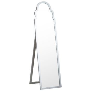 Espejo De Pie Plateado 40 X 150 Cm Mdf Soporte Marco Decorativo Moderno Chatillon