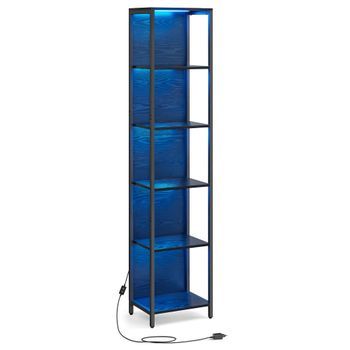 Estantería De 6 Niveles Con Tiras Led Ajustables - Negro Ébano
