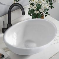 lavabo de encimera nettlife lavabo de bano ovalado con efecto loto blanco 4133cm