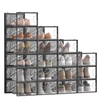 Cajas para Zapatos Transparentes, Transparente + Negro / 18
