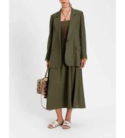 twinset para mujer 261tf2020 blazer de lino verde 42 casual manga larga