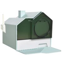 pawhut arenero para gatos caja de arena cerrada con bandeja extraible pala y filtro desodorizante 47x45x42 cm turquesa   aosom espana