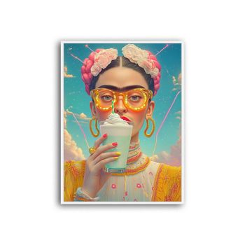 Cuadro de madera blanco, impresión digital en papel, 42x32x3cm