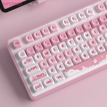 MOA-teclas bonitas PBT Dye Sub Keycap Snack Rabbit para interruptor Cherry Mx, Teclado mecánico para videojuegos, Kit de teclado GMK67, teclas