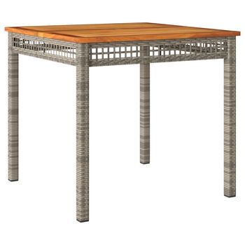 Mesa De Jardín | Mesa De Exterior Ratán Sintético Madera Acacia Gris 80x80x75 Cm