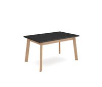 mesa comedor mesa fija cocina y salon 140x90x75cm para 6 comensales patas de madera roble y negro