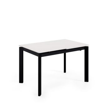 Mesa extensible 120 tapa marmol blanco patas negro