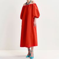 essentiel antwerp hamille off-the-shoulder poplin dress - eu 36uk 8