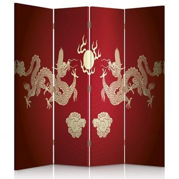 Biombo Chinese Dragon - Separador De Ambientes Cm. 145x180 (4 Paneles)