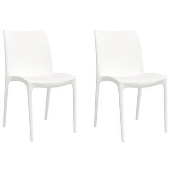 Pack 2 Uds Sillas De Jardín | Silla De Exterior | Sillón Polipropileno Blanco 50x46x80 Cm
