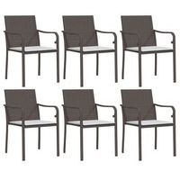 pack 6 uds sillas jardin  silla de exterior  sillon y cojines ratan sintetico marron 56x59x84cm