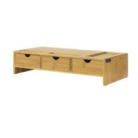 soporte para monitor con 3 cajones bambu color natural