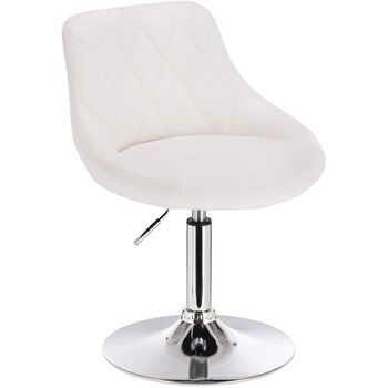 Taburete De Bar Cuero Sintético + Metal Regulables En Altura 38,5 X 47 X 82 Cm,blanco,woltu