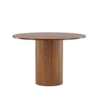 mesa de comedor redonda de madera oscura para 4 personas
