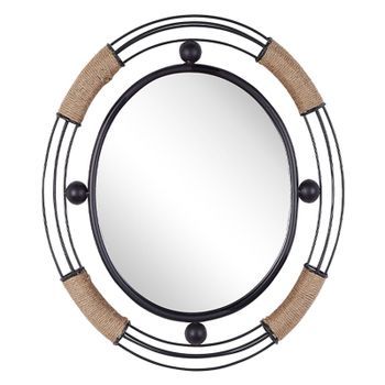 Espejo De Pared Madera Clara Redondo 60 Cm Marco Madera Maciza Hecho A Mano Geométrico Rústico Moulins