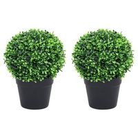 plantas de boj artificial 2 uds forma bola maceta verde 32 cm vidaxl
