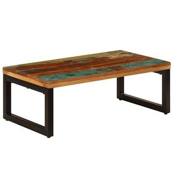 Mesa De Centro De Madera Maciza Reciclada Y Acero 100x50x35 Cm Vidaxl