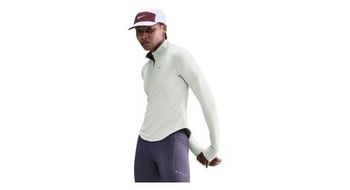Camiseta 1 4 cremallera nike tempo swoosh run gris  mujer