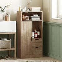 mueble de bano de melamina de madera homcom 50x25x100 cm natural