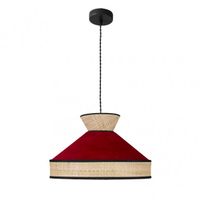 fabrilamp colgante rojo con detalle en rafia 40 fabrizio