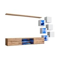 conjunto de muebles de salon switch xxi diseno color roble y blanco