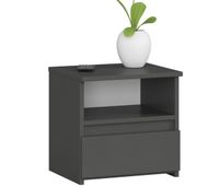 mesita de noche akord cl1 grafito gris 40 cm 1 cajon frente en color grafito gris 1 estante 40x35x40 cm