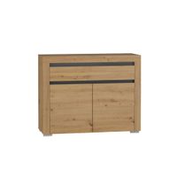 bufe 2 puertas 1 cajon con led paneles laminados madera y gris