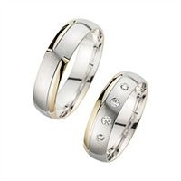 alianzas oro amarillo y blanco con diamantes ancho 55 mm
