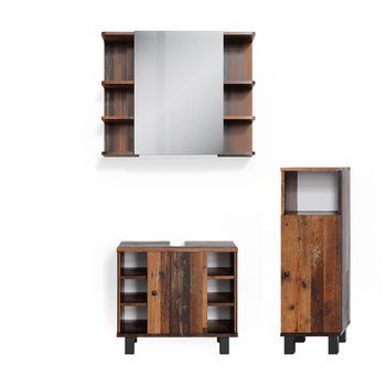 Conjunto De Muebles De Baño Fynn 3 Piezas, Con Mueble Alto Vicco