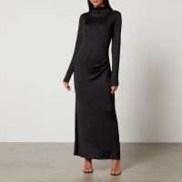 good american shine rib-knit midi dress - xs