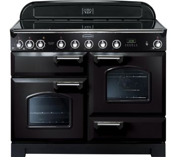 RANGEMASTER Classic Deluxe 110 Electric Induction Range Cooker - Black & Chrome, Black