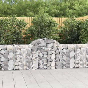 Cestas De Gaviones 2 Piezas | Gavión Para Piedras | Gavión Decorativo Forma De Arco Hierro 200x30x80/100 Cm Cfw285410