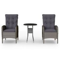 juego de bistro para jardin 3 uds ratan sintetico gris cfw684747