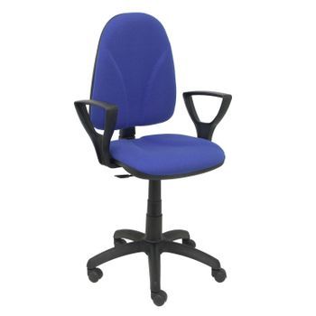 Silla De Oficina Ergonómica Y Anatómica Con Mecanismo De Contacto Permanente Y Regulable En Altura - Asiento Y Respaldo Tapizados En Tejido Bali Color Azul (brazos Fijos Incluidos) Piqueras Y Crespo Modelo Algarra