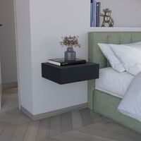 mesita de noche flotante milano en melamina  negro  13 x 40 x 341 cm