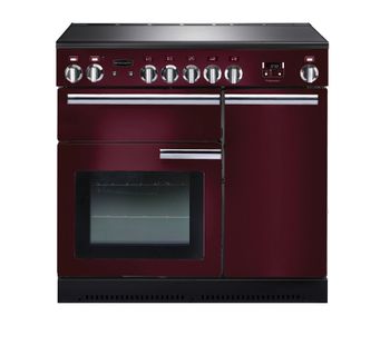 RANGEMASTER Professional 90 Electric Induction Range Cooker - Cranberry & Chrome, Cranberry